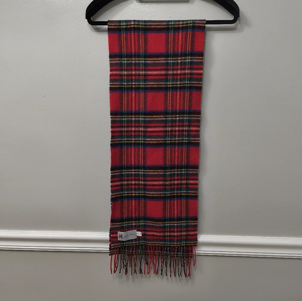 John Hanly Unisex 100% Lambs Wool Plaid Multicolor Scarf Made In Ireland Outdoor